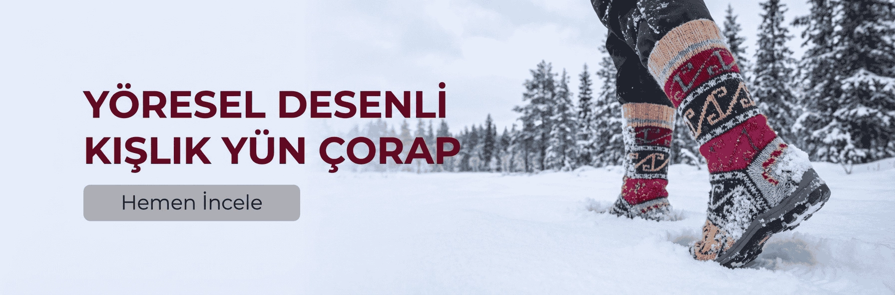 Karadeniz desenli el örgü yün çorap