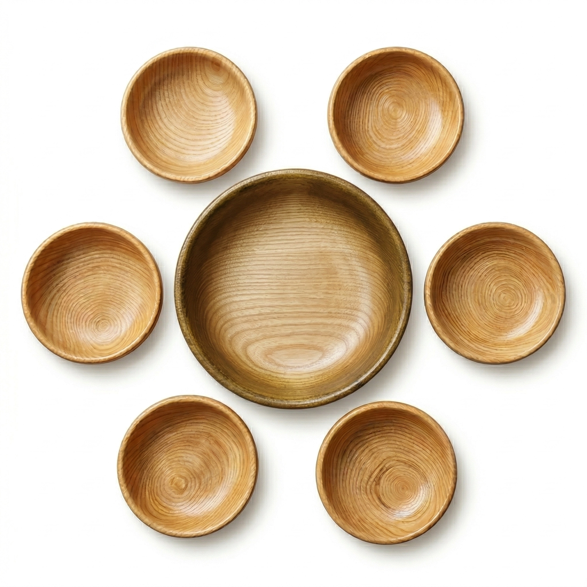 Ahşap 7’li Kase Seti | Çerezlik ve Kahvaltılık