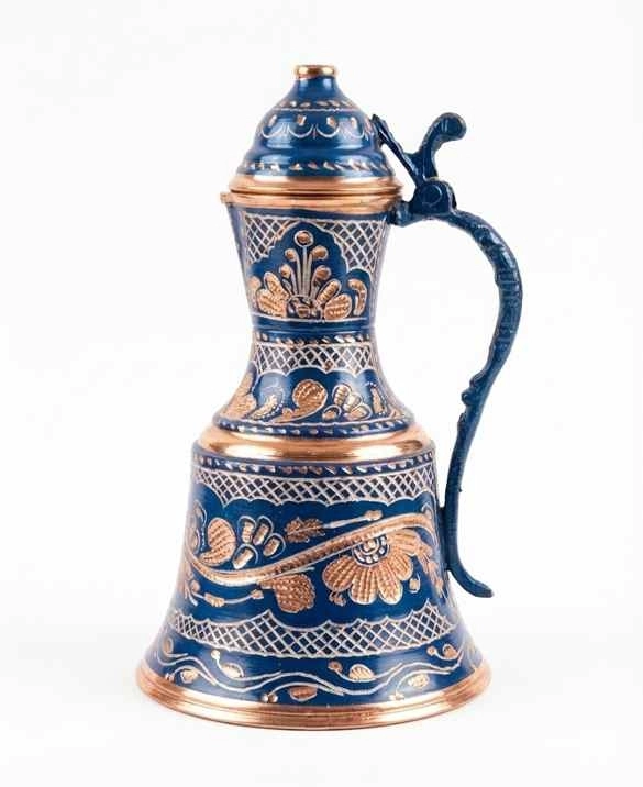 Dekoratif İşlemeli  Bakır Güğüm (20 cm)