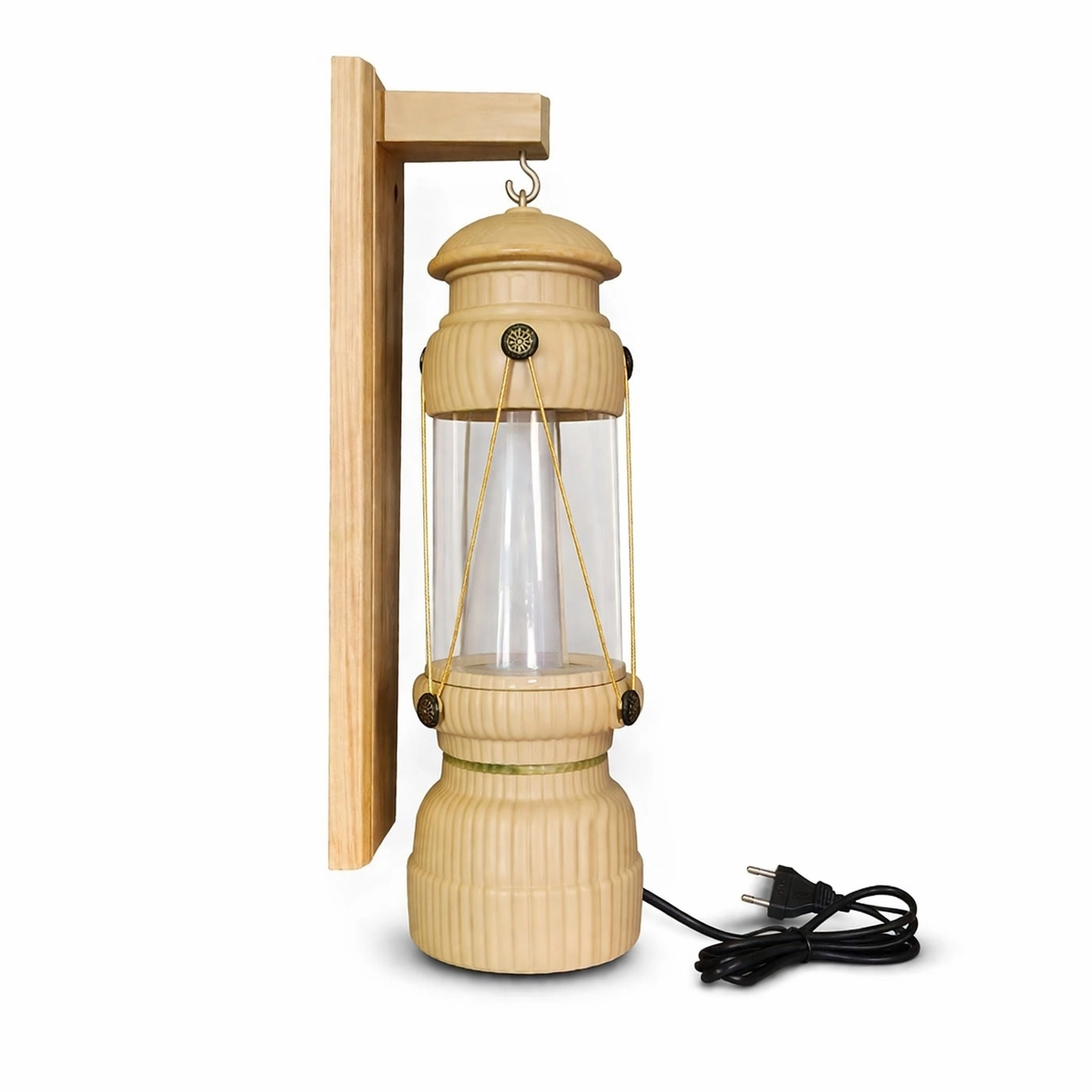 Ahşap Gaz Lambası Görünümlü Elektrikli Duvar Apliği