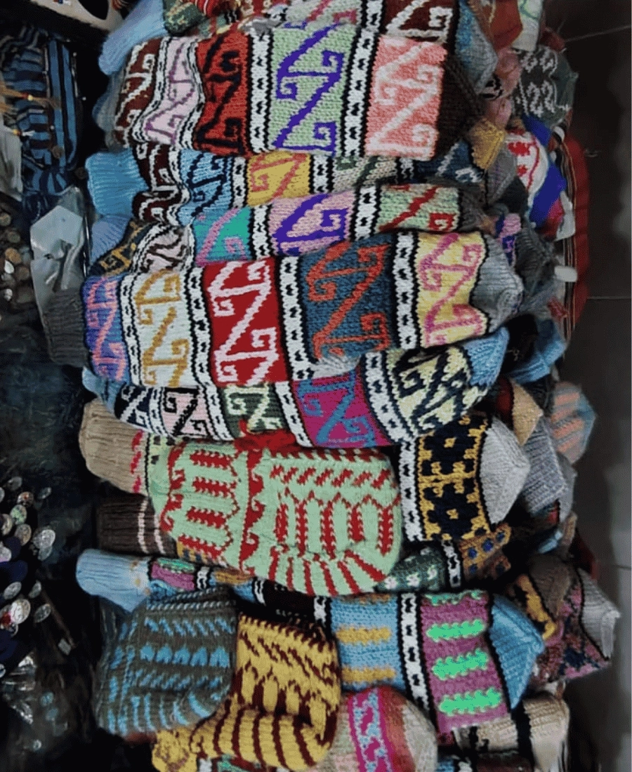 Yöresel Motifli El Örgüsü Yün Patik (2 li)