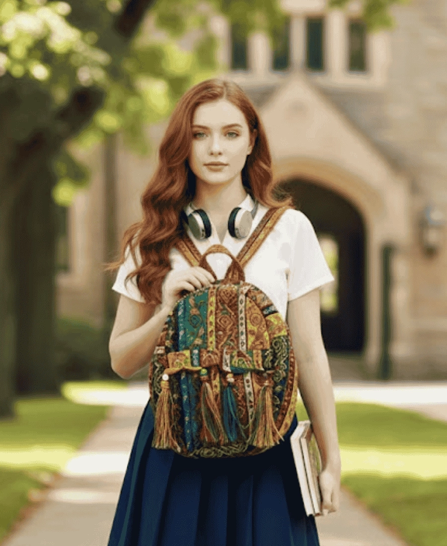 Yöresel Dokuma Keşan Desenli Sırt Çantası 