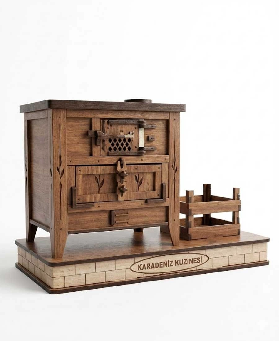 Minyatür Ahşap Dekoratif Kuzine  (22x13 cm)