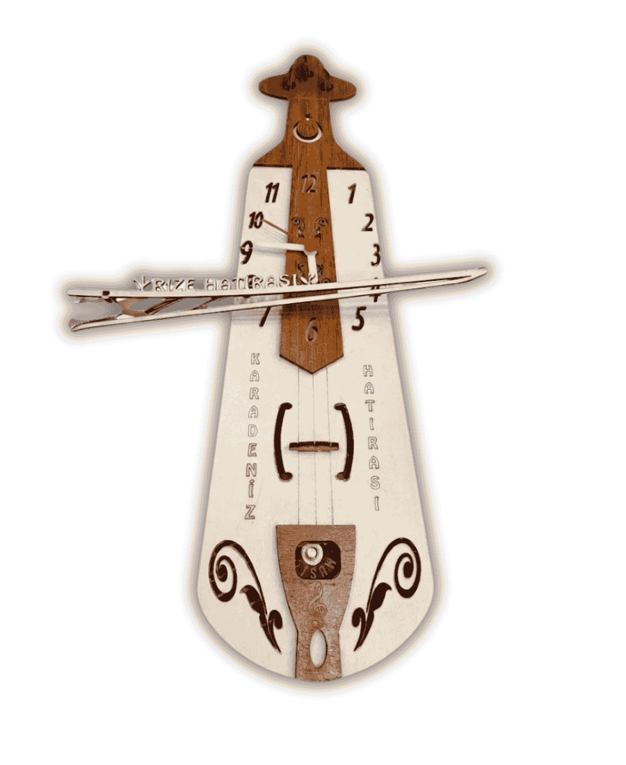 Kemençe Çalan Ahşap Duvar Saati