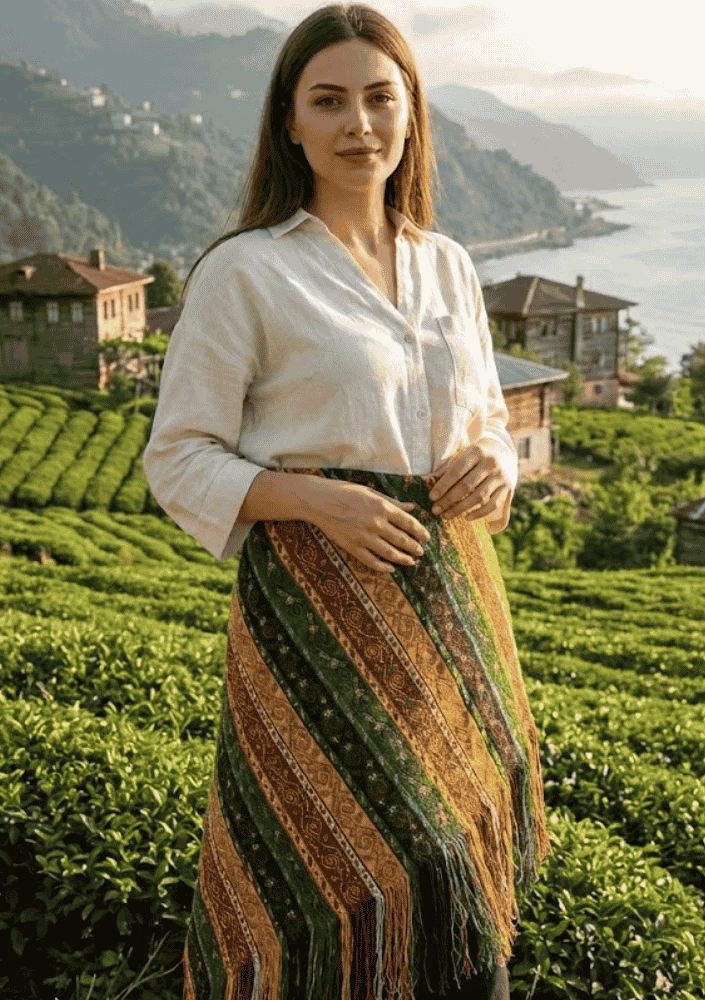 Trabzon Kuşağı  Kalın Şal / Masa Örtüsü (110×110 cm)