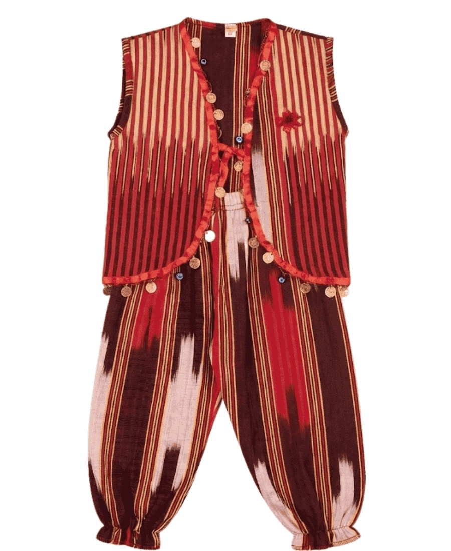 Çocuk Keşan Şalvar Yelek Takımı %100 Pamuk