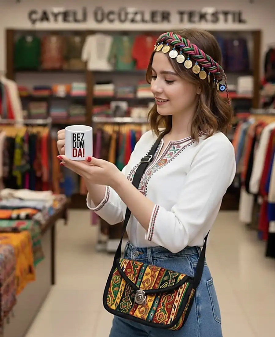 Kilim Desenli Geleneksel Omuz Çantası