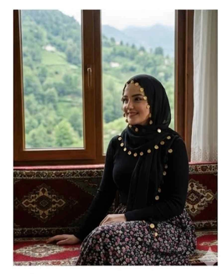 Siyah Pamuklu Şifon Liralı Tülbent (90×90 cm)