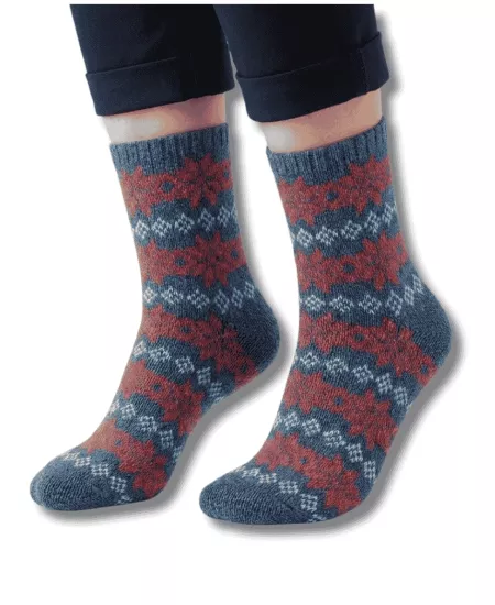 Diz Altı El Örgü Yün Çorap