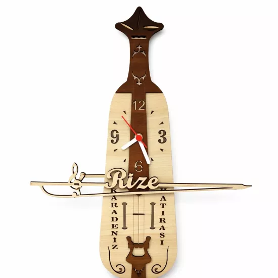 Kemençe Çalan Ahşap Duvar Saati