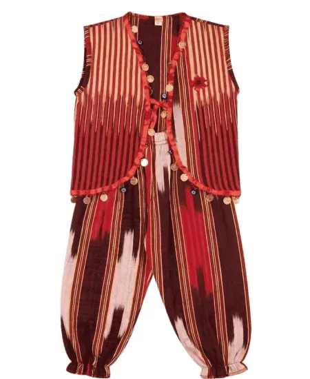 Kız Çocuk Keşan Şalvar Yelek Takımı