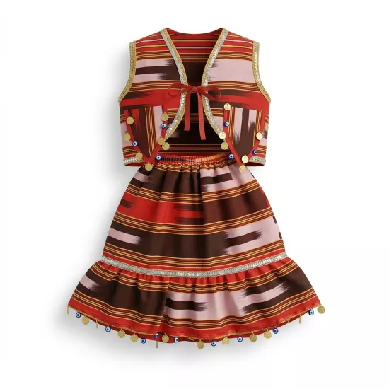 Kız Çocuk Keşan Yelekli Etek Takımı