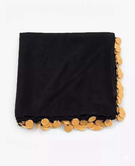 Siyah Pamuklu Şifon Liralı Tülbent