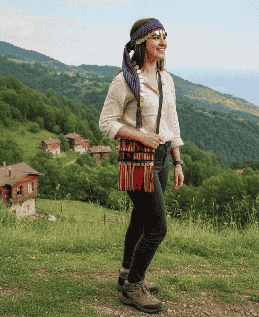 Keşan Desenli Liralı Omuz Çantası 