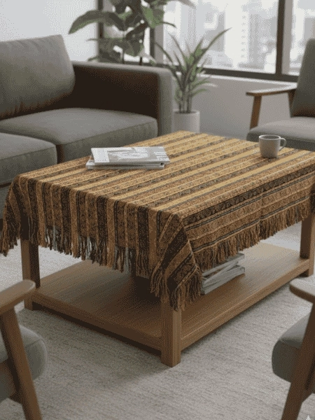 Hakiki Trabzon Kuşağı Şal / Masa Örtüsü/ Orta Kalın (100×100 cm)